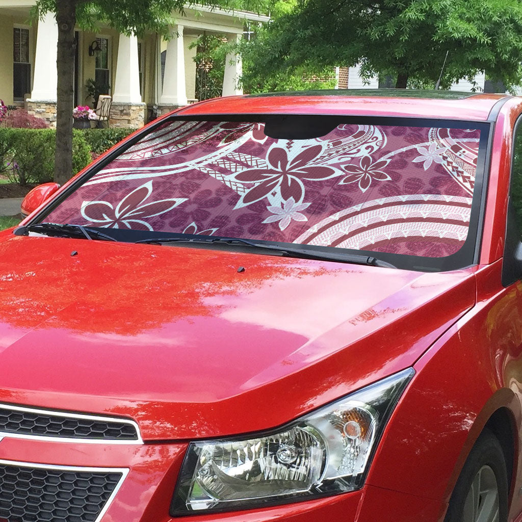 Hawaii Pupuala Plumeria Pink Auto Sun Shade Polynesian Pattern LT01 - Polynesian Pride