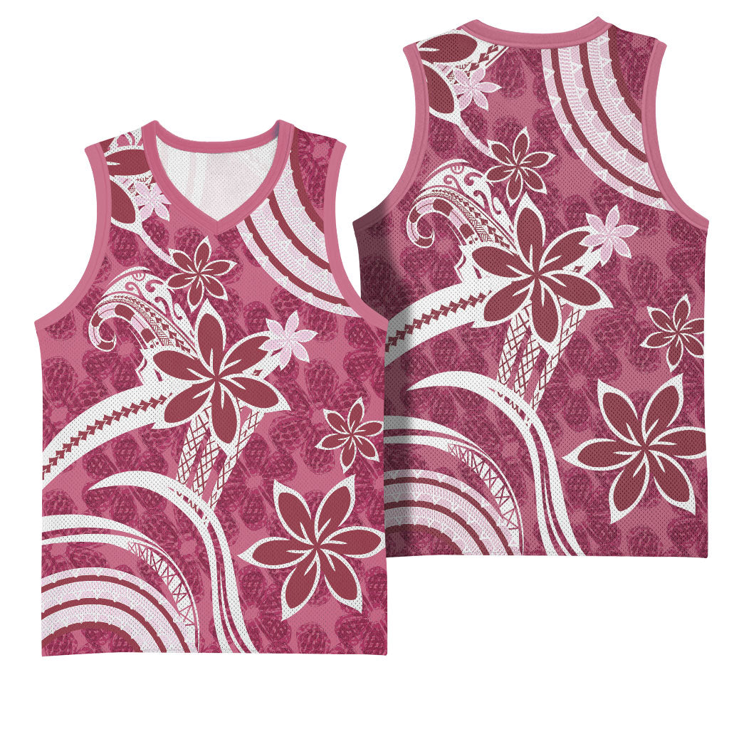 Hawaii Pupuala Plumeria Pink Basketball Jersey Polynesian Pattern LT01 - Polynesian Pride