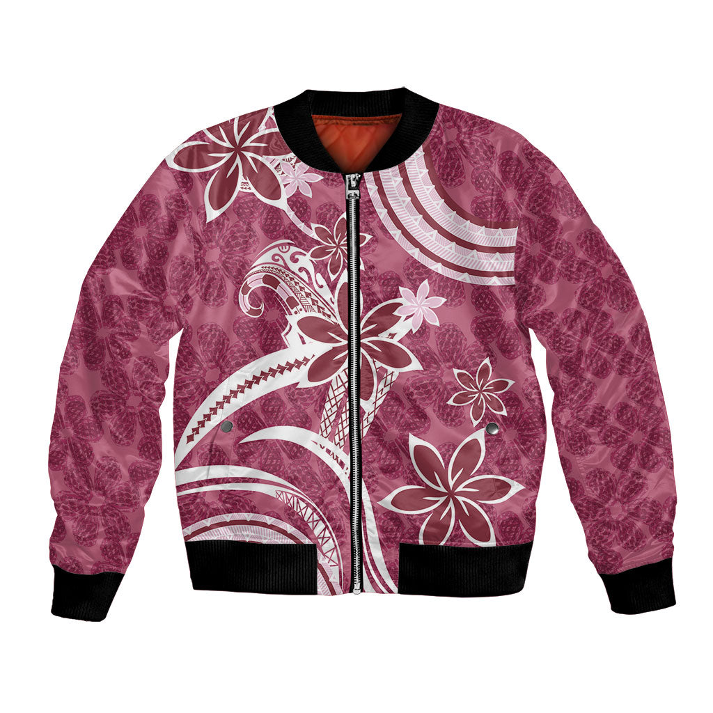 Hawaii Pupuala Plumeria Pink Bomber Jacket Polynesian Pattern LT01 Unisex Pink - Polynesian Pride