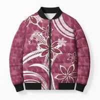 Hawaii Pupuala Plumeria Pink Bomber Puffer Jacket Polynesian Pattern LT01 Unisex Pink - Polynesian Pride