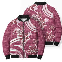 Hawaii Pupuala Plumeria Pink Bomber Puffer Jacket Polynesian Pattern LT01 - Polynesian Pride