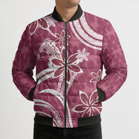 Hawaii Pupuala Plumeria Pink Bomber Puffer Jacket Polynesian Pattern LT01 - Polynesian Pride