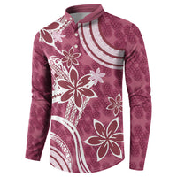 Hawaii Pupuala Plumeria Pink Button Sweatshirt Polynesian Pattern LT01 - Polynesian Pride