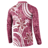 Hawaii Pupuala Plumeria Pink Button Sweatshirt Polynesian Pattern LT01 - Polynesian Pride