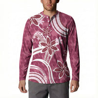 Hawaii Pupuala Plumeria Pink Button Sweatshirt Polynesian Pattern LT01 - Polynesian Pride