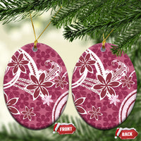 Hawaii Pupuala Plumeria Pink Ceramic Ornament Polynesian Pattern LT01 Oval Pink - Polynesian Pride