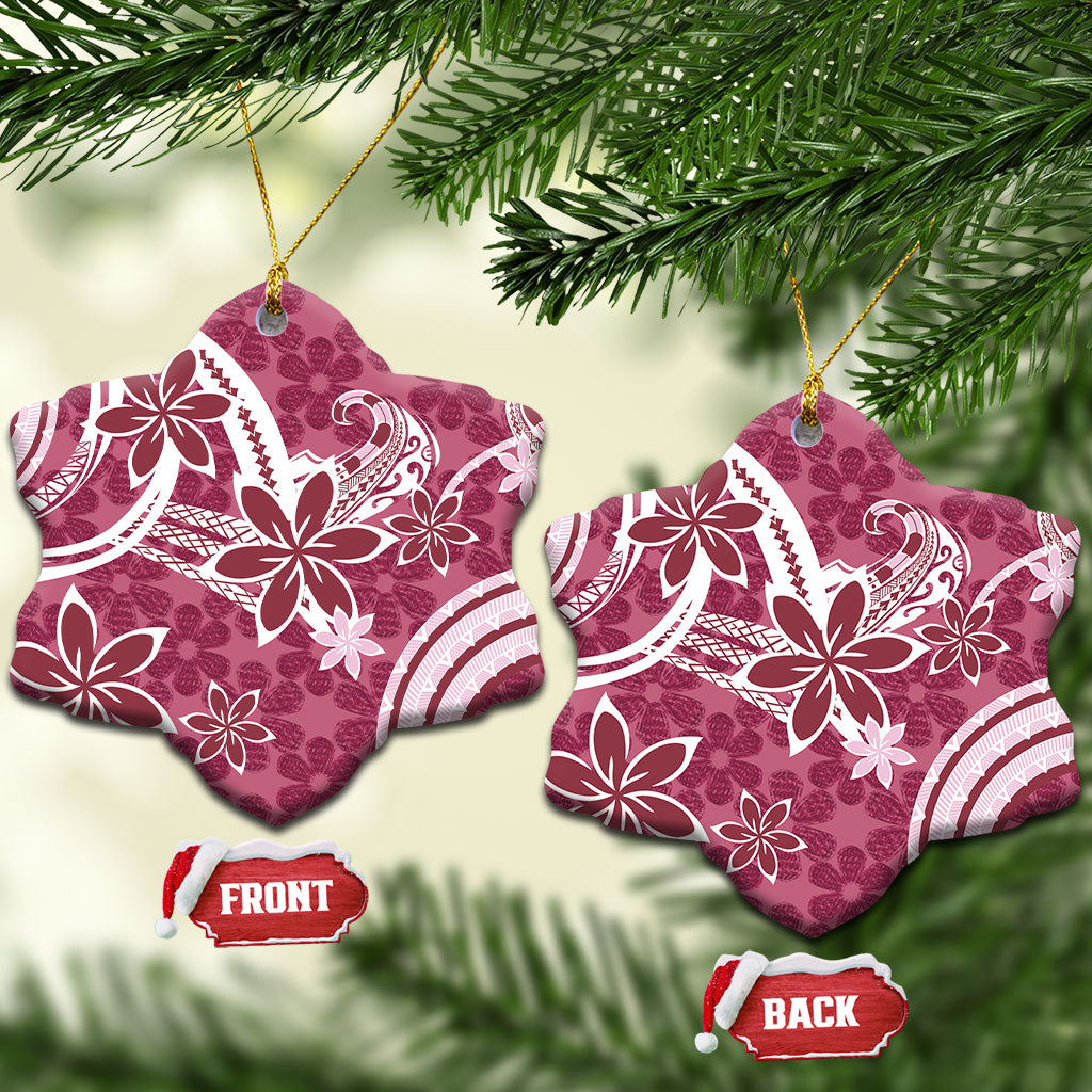 Hawaii Pupuala Plumeria Pink Ceramic Ornament Polynesian Pattern LT01 Snow Flake Pink - Polynesian Pride
