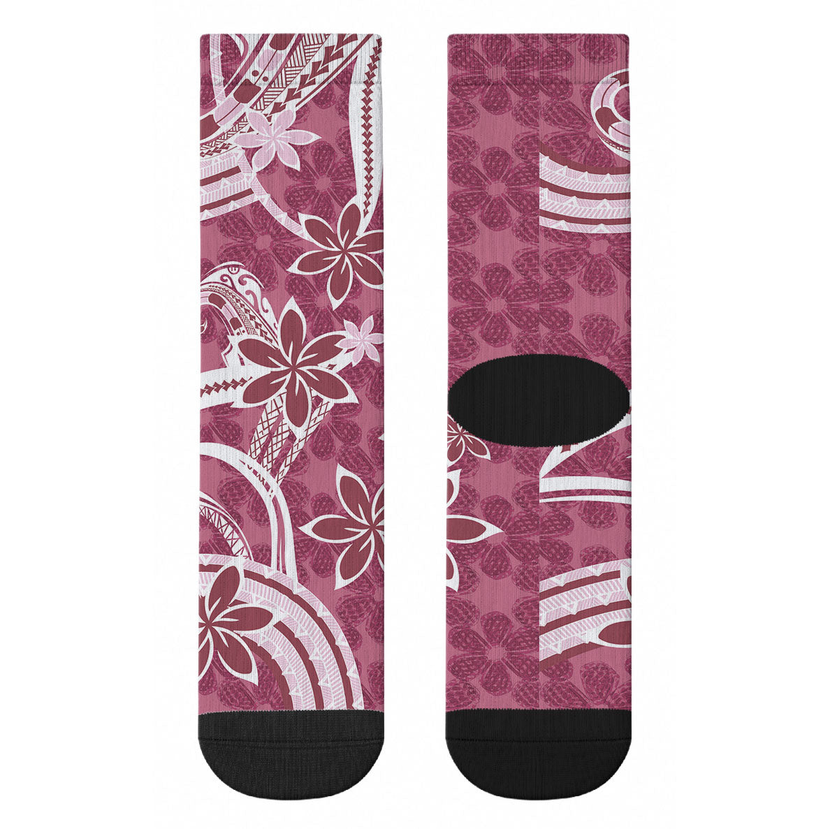 Hawaii Pupuala Plumeria Pink Crew Socks Polynesian Pattern LT01 - Polynesian Pride