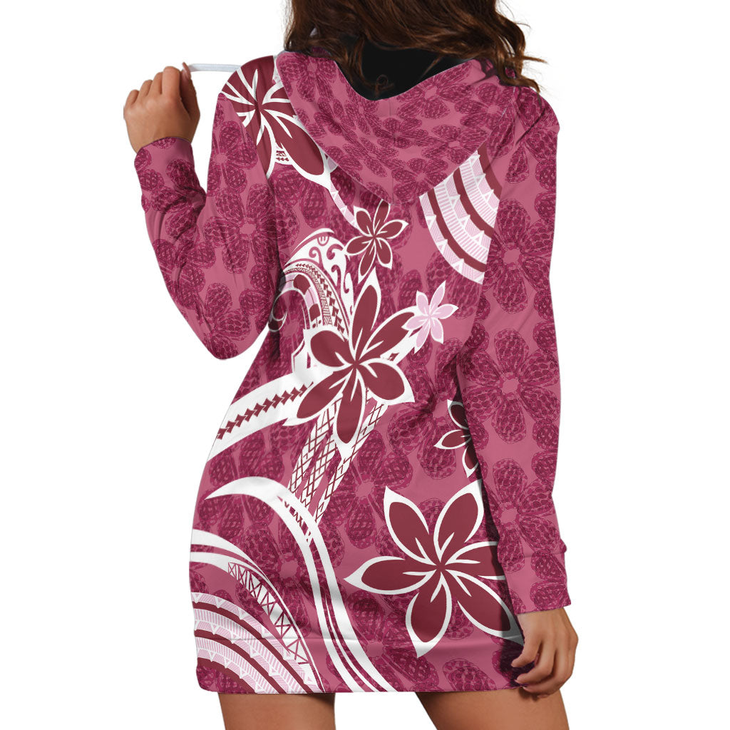 Hawaii Pupuala Plumeria Pink Hoodie Dress Polynesian Pattern LT01 - Polynesian Pride