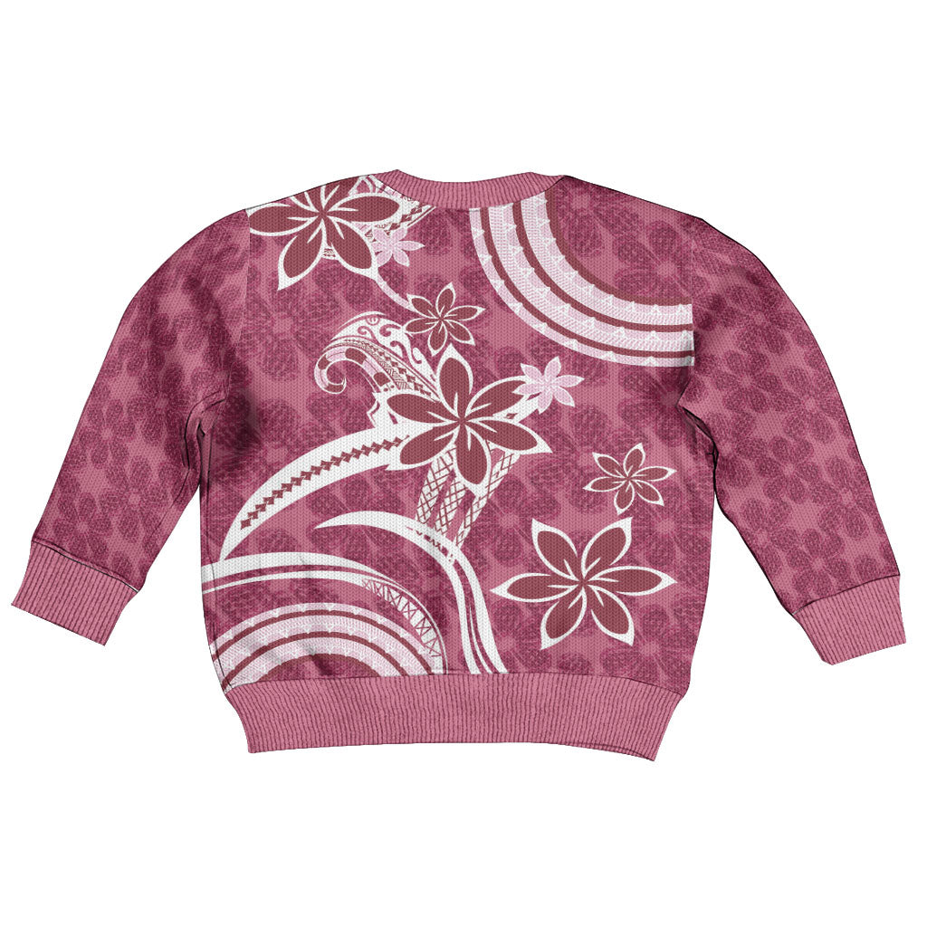 Hawaii Pupuala Plumeria Pink Kid Ugly Christmas Sweater Polynesian Pattern LT01 - Polynesian Pride