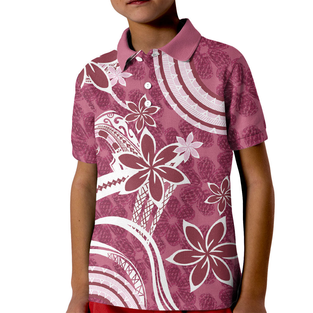 Hawaii Pupuala Plumeria Pink Kid Polo Shirt Polynesian Pattern LT01 Kid Pink - Polynesian Pride