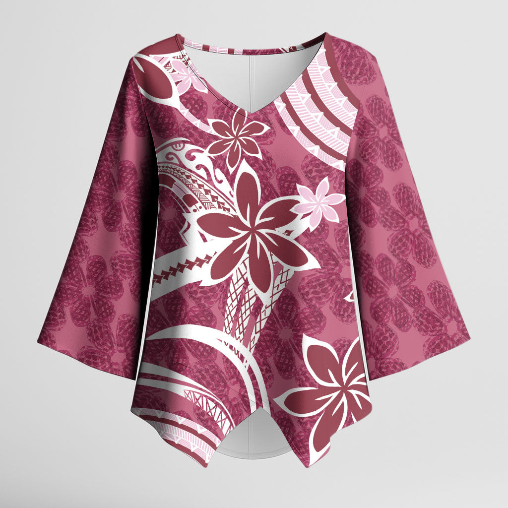 Hawaii Pupuala Plumeria Pink Kimono Sleeve Blouse Polynesian Pattern LT01 Female Pink - Polynesian Pride