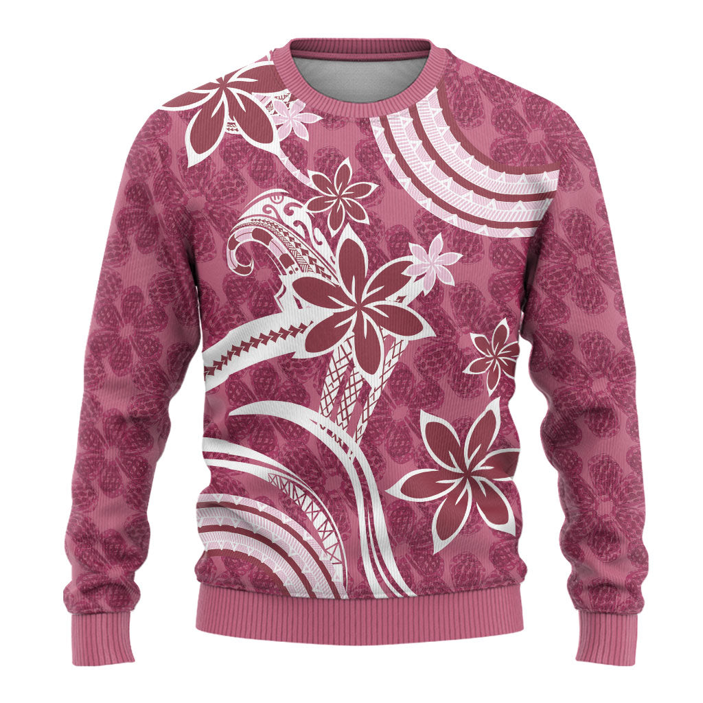 Hawaii Pupuala Plumeria Pink Ugly Christmas Sweater Polynesian Pattern LT01 - Polynesian Pride