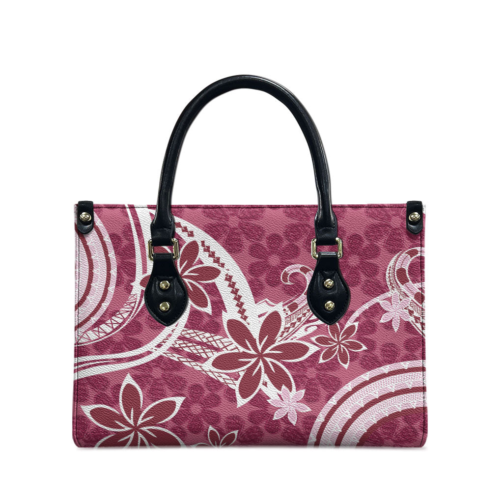 Hawaii Pupuala Plumeria Pink Leather Bag Polynesian Pattern LT01 - Polynesian Pride