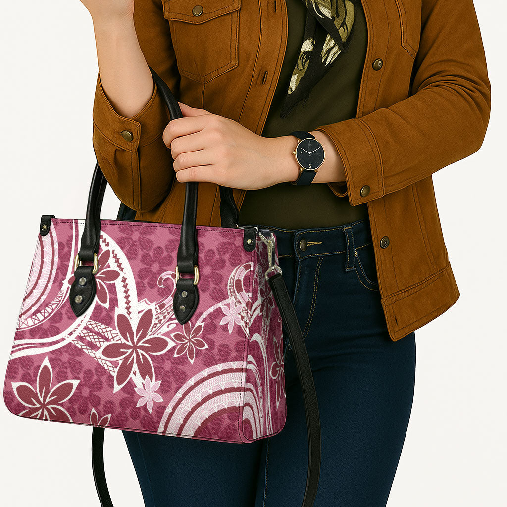 Hawaii Pupuala Plumeria Pink Leather Bag Polynesian Pattern LT01 - Polynesian Pride