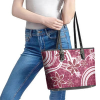 Hawaii Pupuala Plumeria Pink Leather Tote Bag Polynesian Pattern LT01 - Polynesian Pride