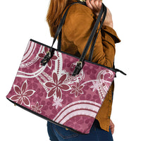Hawaii Pupuala Plumeria Pink Leather Tote Bag Polynesian Pattern LT01 - Polynesian Pride