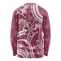 Hawaii Pupuala Plumeria Pink Long Sleeve Shirt Polynesian Pattern LT01 - Polynesian Pride
