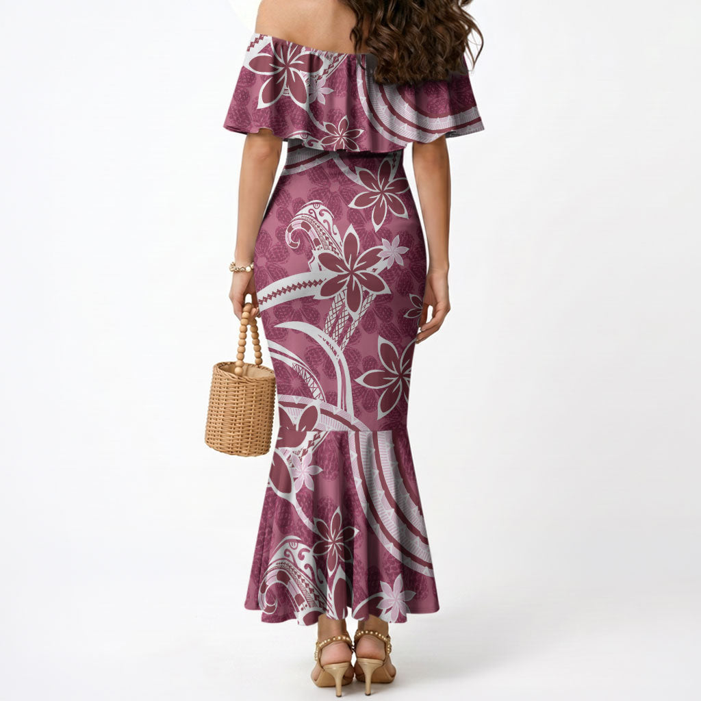 Hawaii Pupuala Plumeria Pink Mermaid Dress Polynesian Pattern LT01 - Polynesian Pride