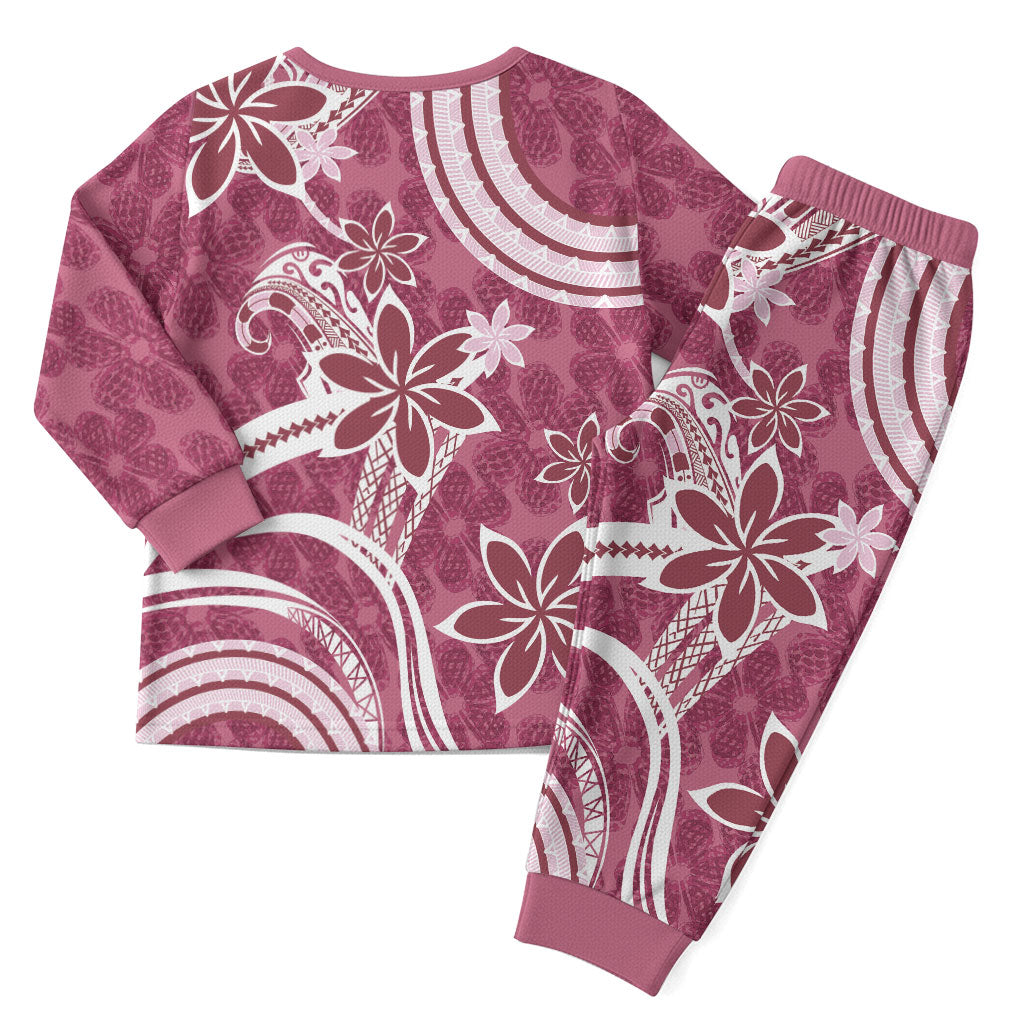 Hawaii Pupuala Plumeria Pink Christmas Pajama Set Polynesian Pattern LT01 - Polynesian Pride