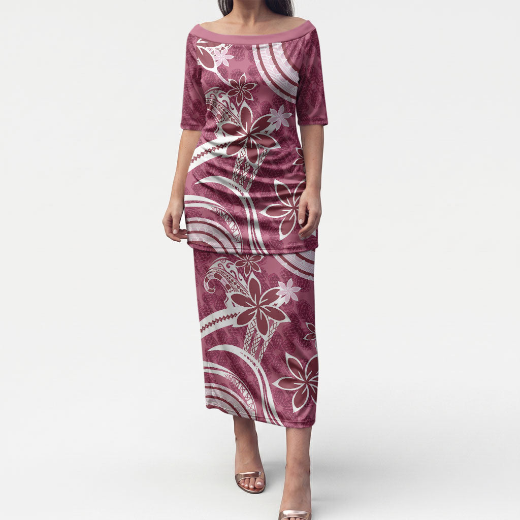 Hawaii Pupuala Plumeria Pink Puletasi Polynesian Pattern LT01 Long Dress Pink - Polynesian Pride