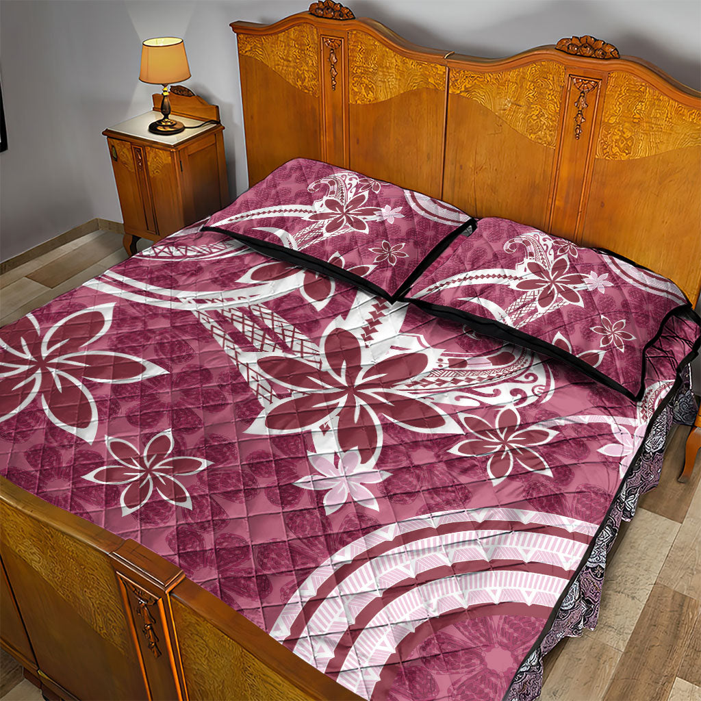Hawaii Pupuala Plumeria Pink Quilt Bed Set Polynesian Pattern LT01 - Polynesian Pride
