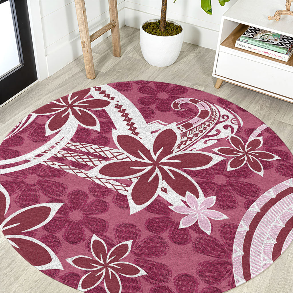 Hawaii Pupuala Plumeria Pink Round Carpet Polynesian Pattern LT01 Pink - Polynesian Pride