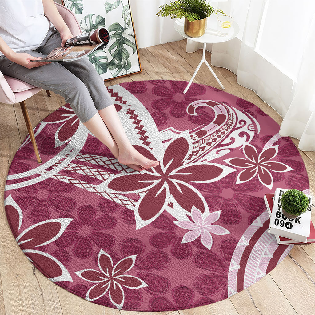 Hawaii Pupuala Plumeria Pink Round Carpet Polynesian Pattern LT01 - Polynesian Pride