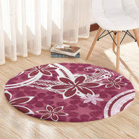 Hawaii Pupuala Plumeria Pink Round Carpet Polynesian Pattern LT01 - Polynesian Pride
