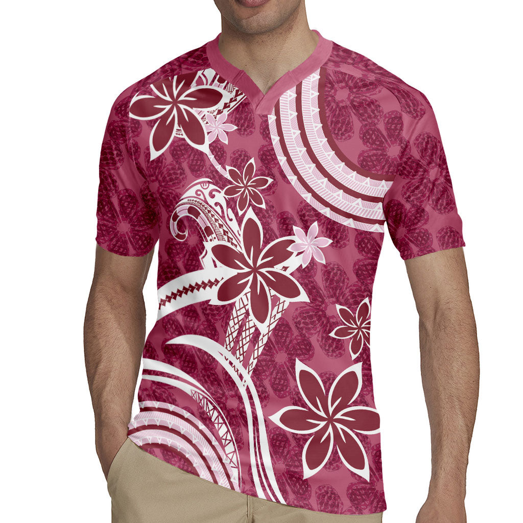 Hawaii Pupuala Plumeria Pink Rugby Jersey Polynesian Pattern LT01 - Polynesian Pride