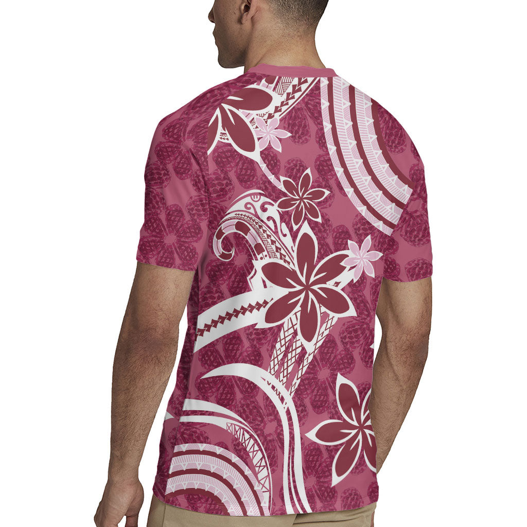 Hawaii Pupuala Plumeria Pink Rugby Jersey Polynesian Pattern LT01 - Polynesian Pride