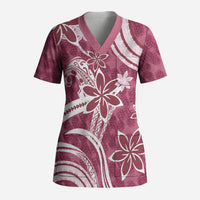 Hawaii Pupuala Plumeria Pink Scrub Top Polynesian Pattern LT01 Adult Pink - Polynesian Pride