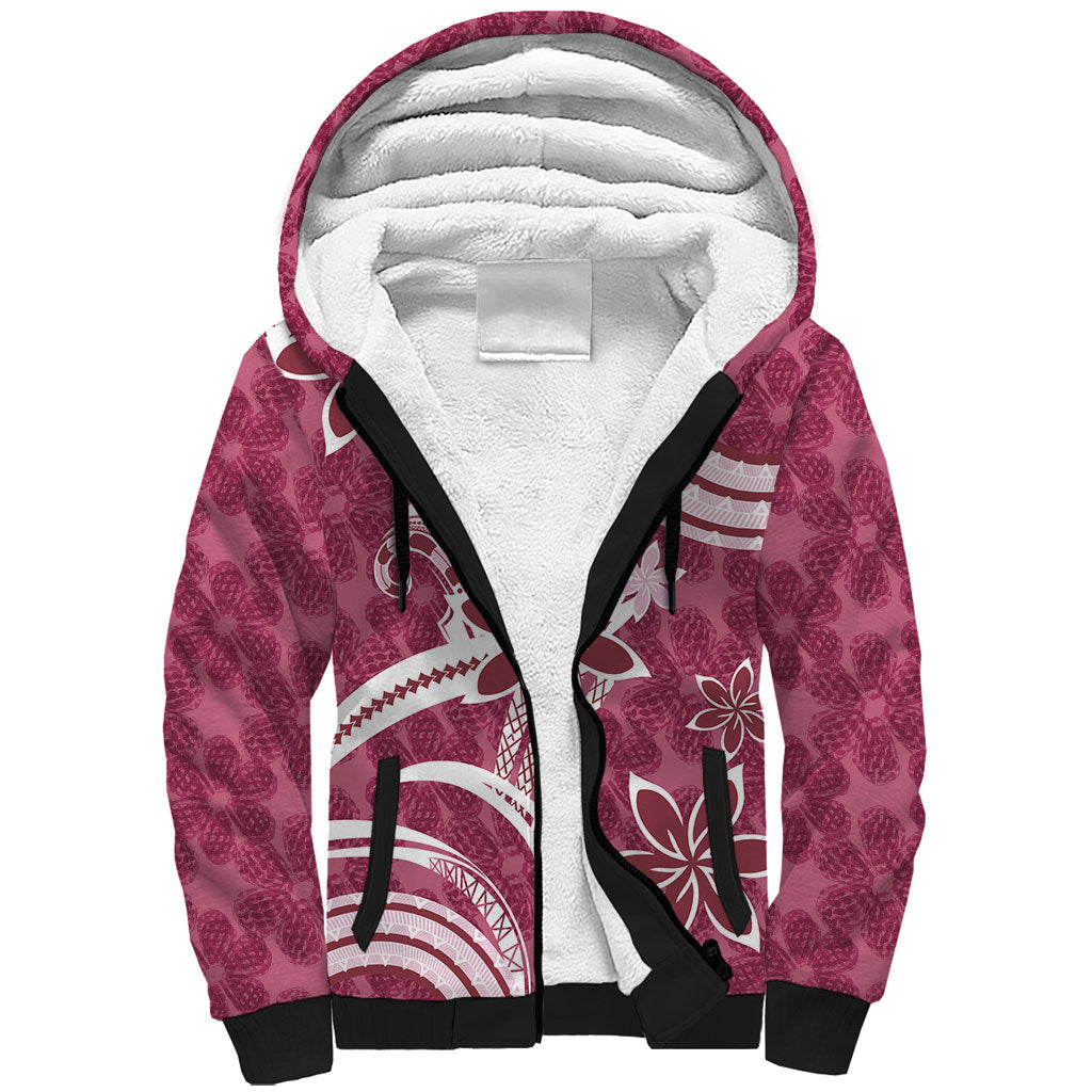 Hawaii Pupuala Plumeria Pink Sherpa Hoodie Polynesian Pattern LT01 Unisex Pink - Polynesian Pride