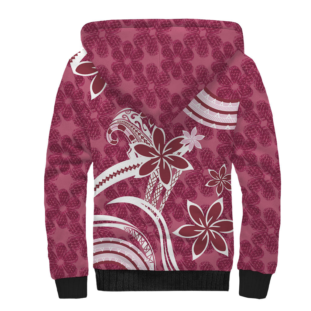 Hawaii Pupuala Plumeria Pink Sherpa Hoodie Polynesian Pattern LT01 - Polynesian Pride