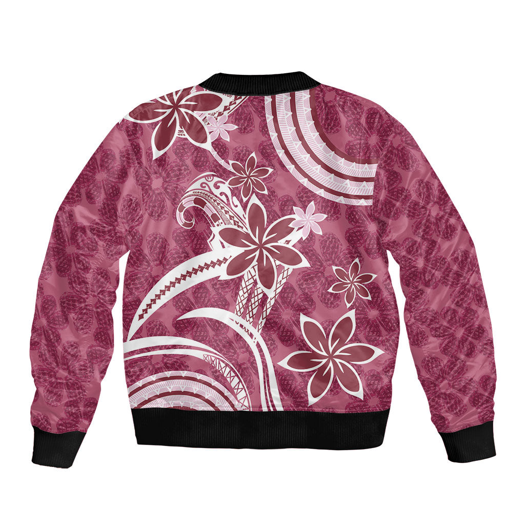 Hawaii Pupuala Plumeria Pink Sleeve Zip Bomber Jacket Polynesian Pattern LT01 - Polynesian Pride