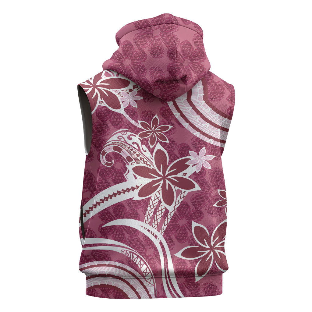 Hawaii Pupuala Plumeria Pink Sleeveless Hoodie Polynesian Pattern LT01 - Polynesian Pride