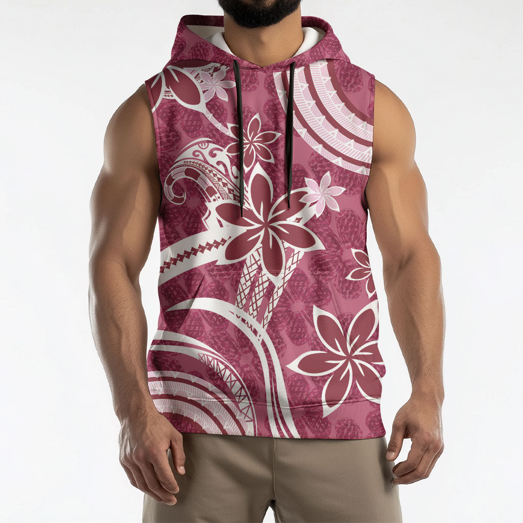 Hawaii Pupuala Plumeria Pink Sleeveless Hoodie Polynesian Pattern LT01 - Polynesian Pride