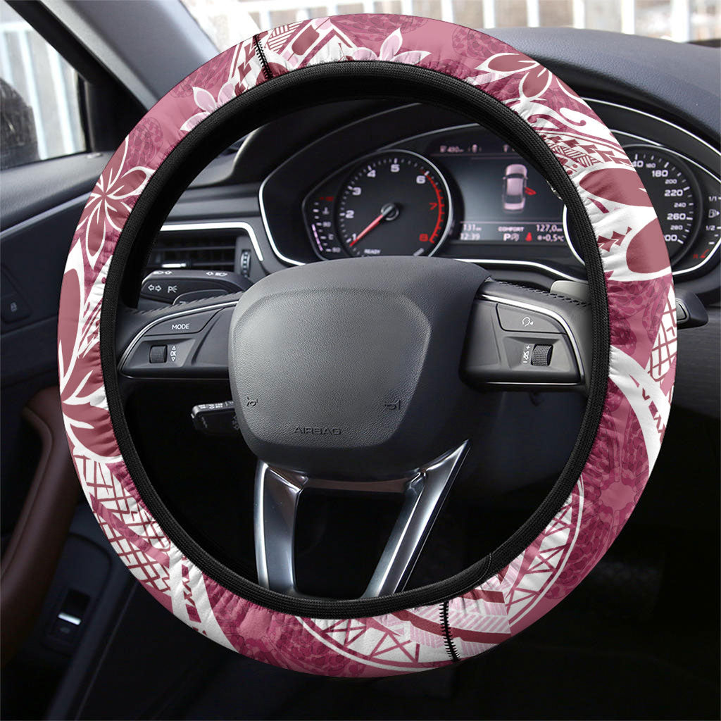 Hawaii Pupuala Plumeria Pink Steering Wheel Cover Polynesian Pattern LT01 - Polynesian Pride