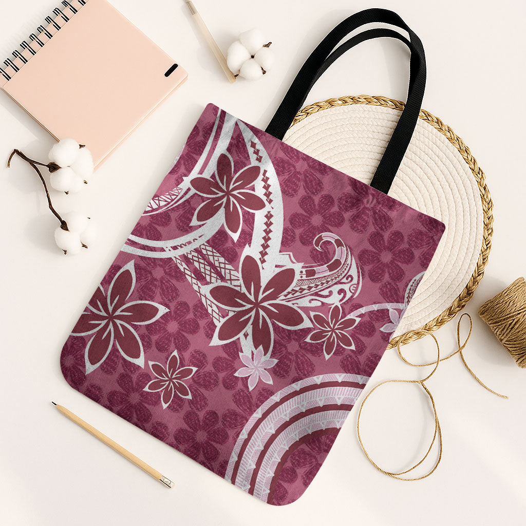 Hawaii Pupuala Plumeria Pink Tote Bag Polynesian Pattern LT01 Black Strap One Size Pink - Polynesian Pride