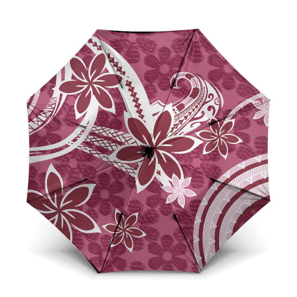 Hawaii Pupuala Plumeria Pink Umbrella Polynesian Pattern LT01 One Size Folded 11.42 inch Opened Diameter 37.4 inch Pink - Polynesian Pride