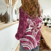 Hawaii Pupuala Plumeria Pink Women Casual Shirt Polynesian Pattern LT01 - Polynesian Pride