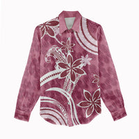 Hawaii Pupuala Plumeria Pink Women Casual Shirt Polynesian Pattern LT01 - Polynesian Pride