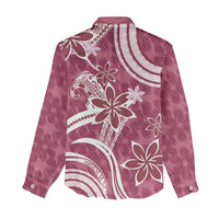 Hawaii Pupuala Plumeria Pink Women Casual Shirt Polynesian Pattern LT01 - Polynesian Pride