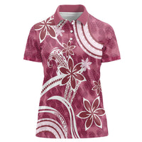 Hawaii Pupuala Plumeria Pink Women Polo Shirt Polynesian Pattern LT01 Female Pink - Polynesian Pride
