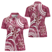 Hawaii Pupuala Plumeria Pink Women Polo Shirt Polynesian Pattern LT01 - Polynesian Pride