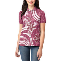 Hawaii Pupuala Plumeria Pink Women Polo Shirt Polynesian Pattern LT01 - Polynesian Pride
