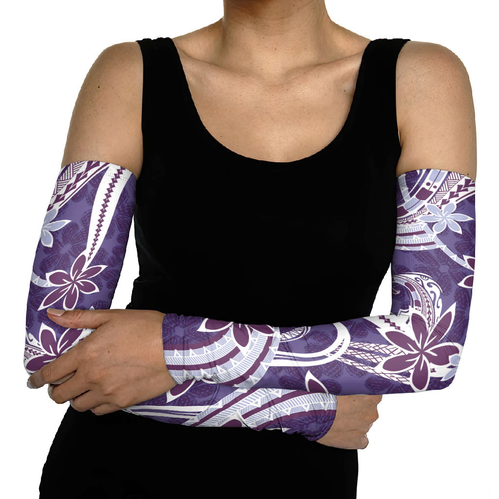 Hawaii Pupuala Plumeria Purple Arm Sleeves Polynesian Pattern LT01 - Polynesian Pride