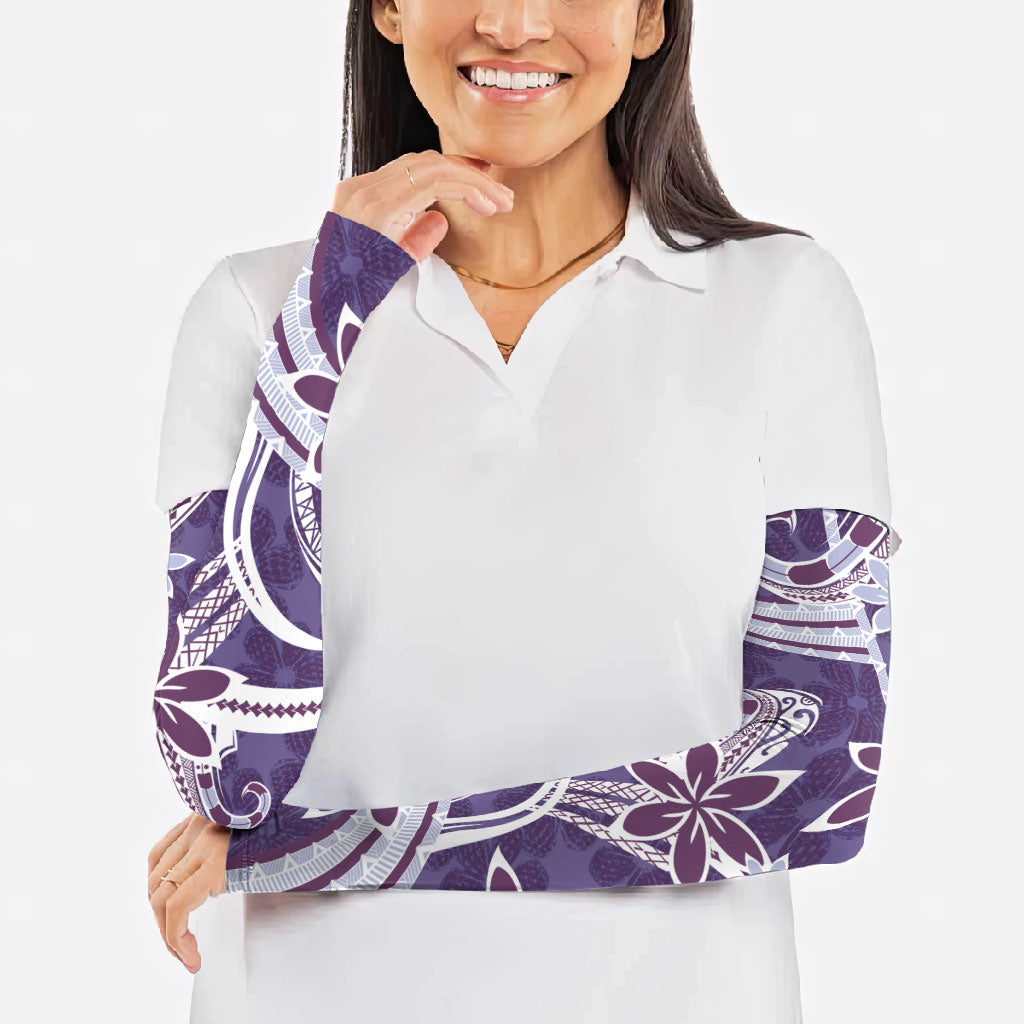 Hawaii Pupuala Plumeria Purple Arm Sleeves Polynesian Pattern LT01 - Polynesian Pride