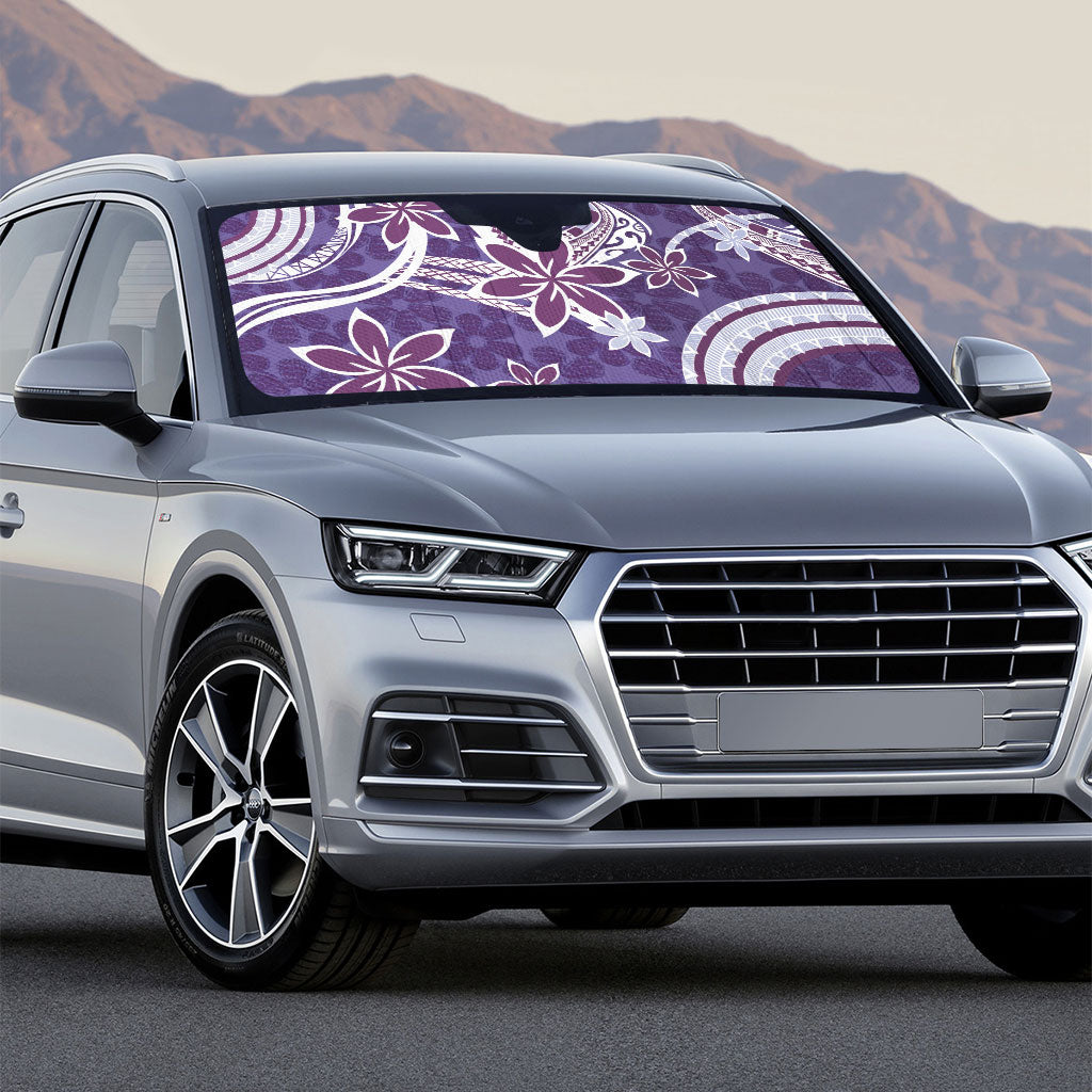 Hawaii Pupuala Plumeria Purple Auto Sun Shade Polynesian Pattern LT01 - Polynesian Pride