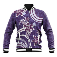 Hawaii Pupuala Plumeria Purple Baseball Jacket Polynesian Pattern LT01 Unisex Purple - Polynesian Pride